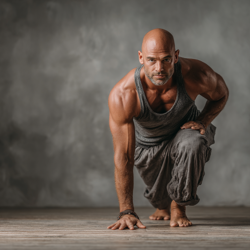 Чоловіки виконують групові вправи на свіжому повітрі